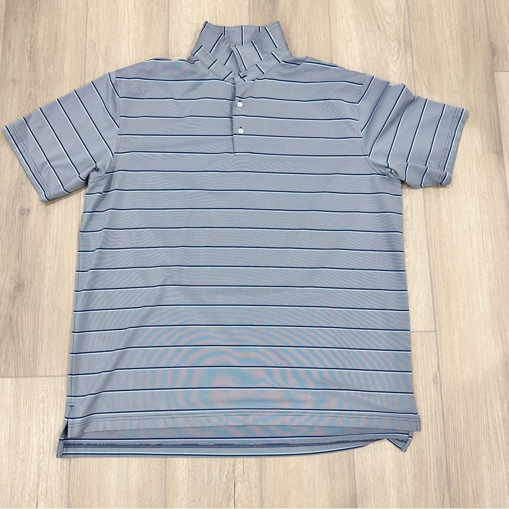 Peter Millar summer comfort striped golf shirt polo XXL grey blue